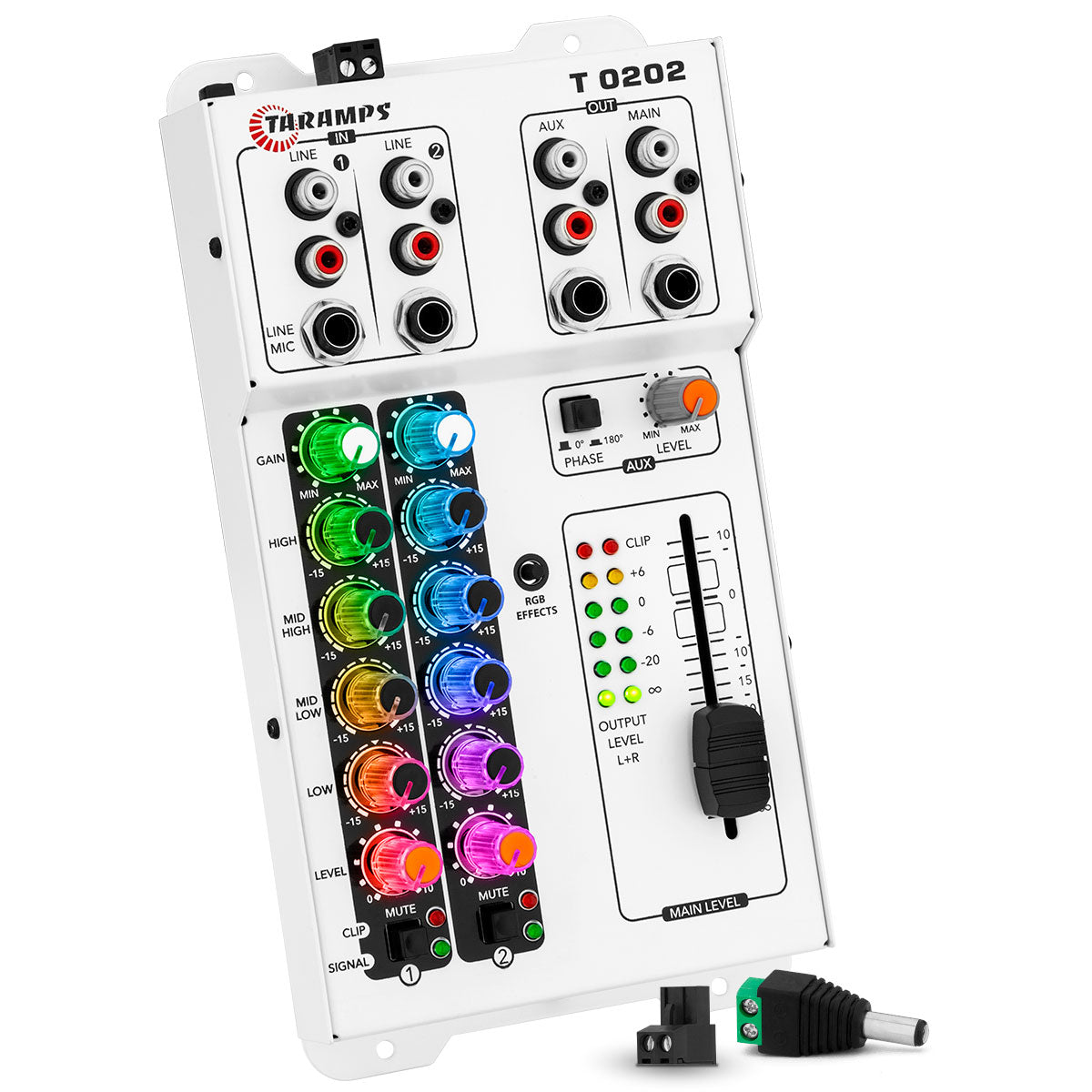 Mesa de Som Taramps T0202 2 Canais Multicolor USB LED RGB Mesa de Som Taramps T0202 2 Canais Multicolor USB LED RGB